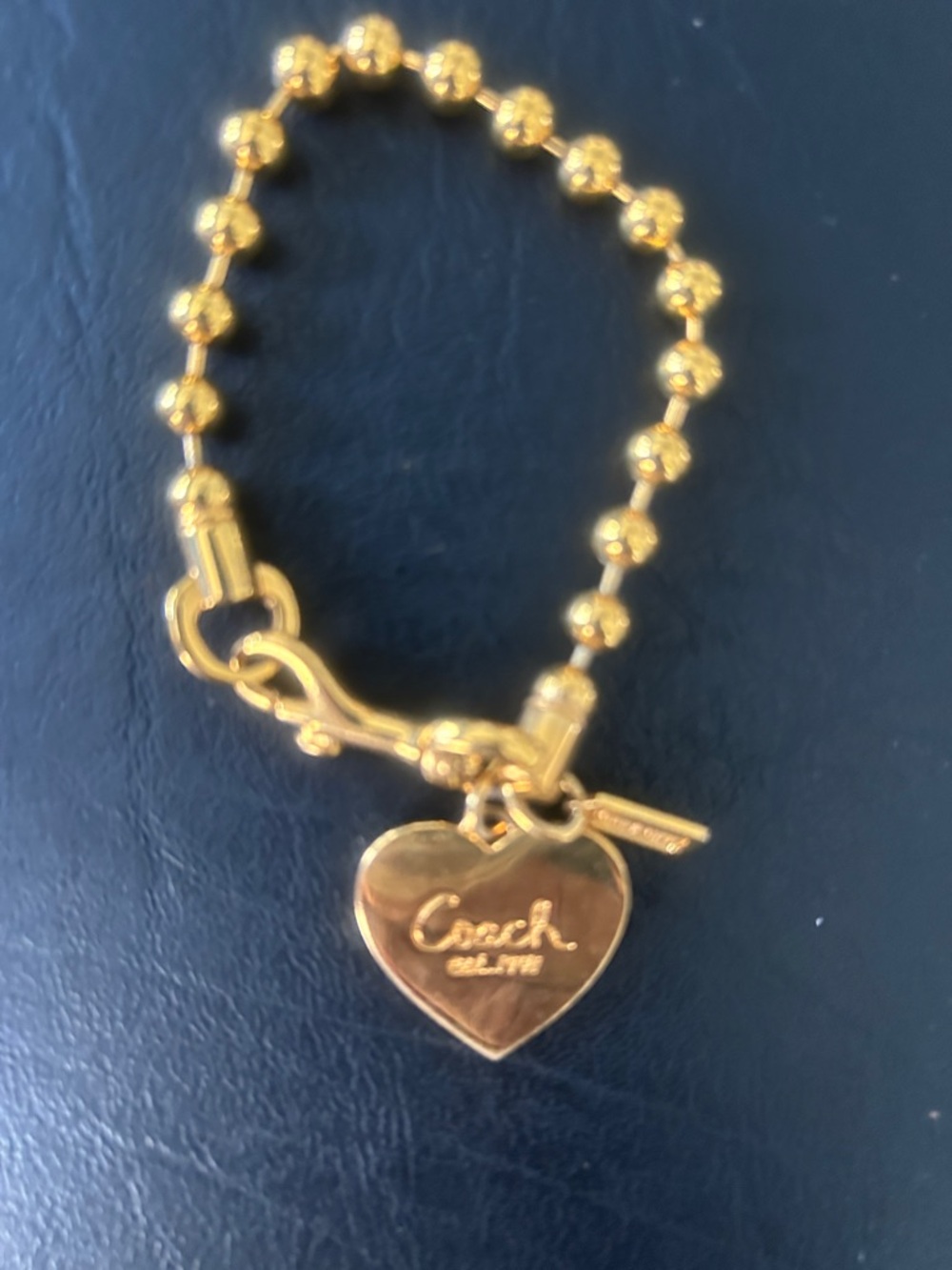 Coach ball chain heart bracelet. Gold tone. - Picture 2 of 6